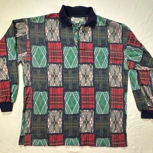 Vintage 90’s Feldini Long Sleeve Green & Red Plaid - large